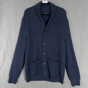 J Crew Cotton Shawl Collar Cardigan Sweater - Men's Size L - Blue